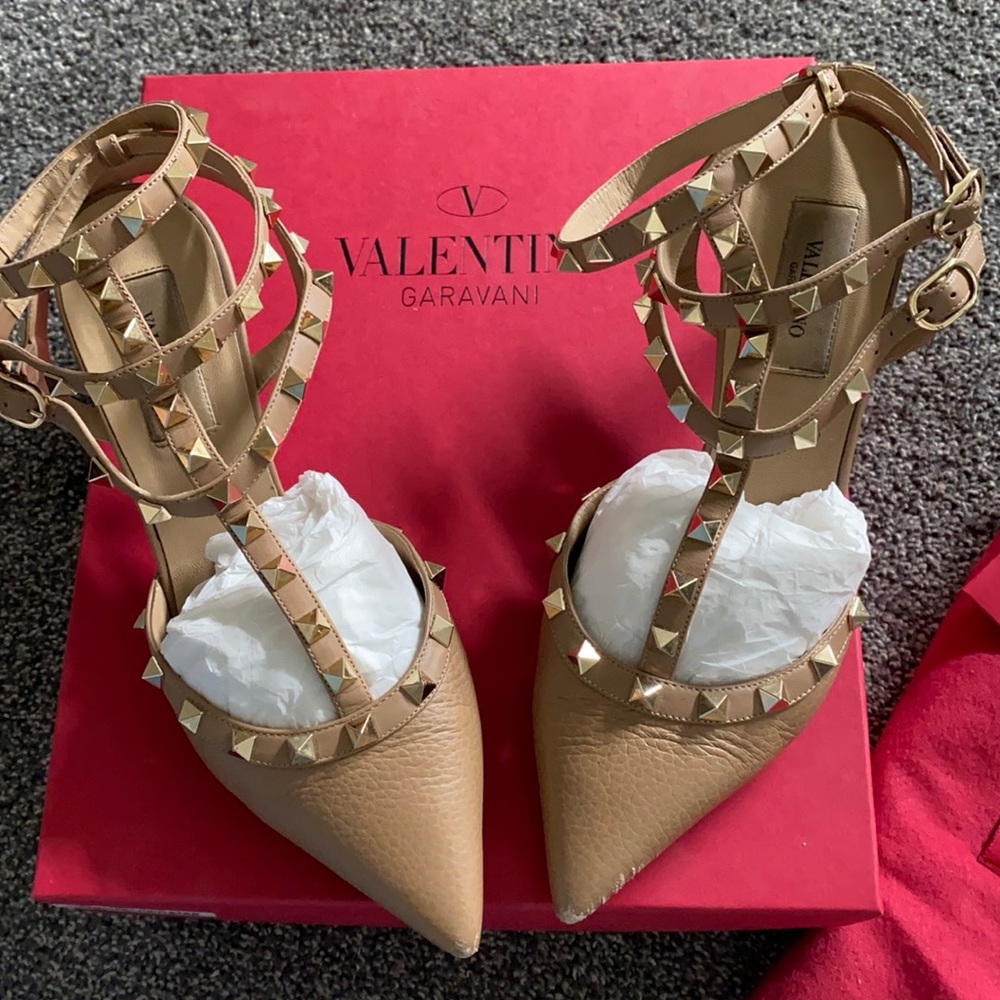 Valentino Rockstud Strappy Pointed Toe Pump